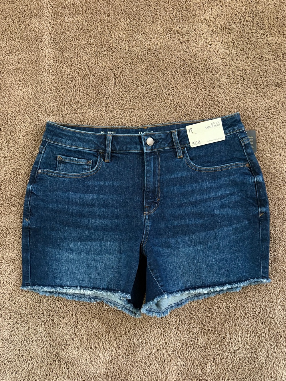 a.n.a Dark Blue Denim mid rise Shorts